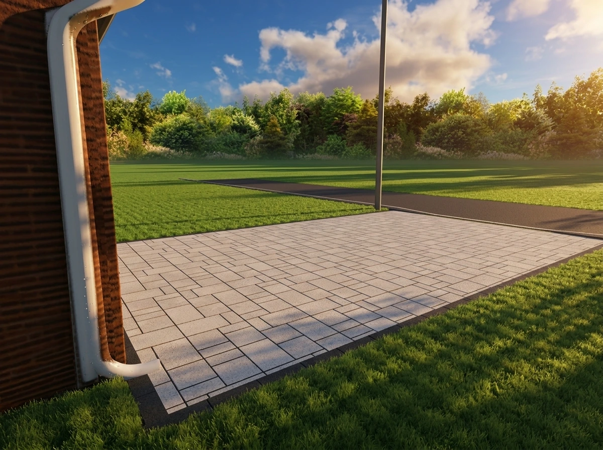 Render of the interlock driveway approach from the street at 51 Royal Palm